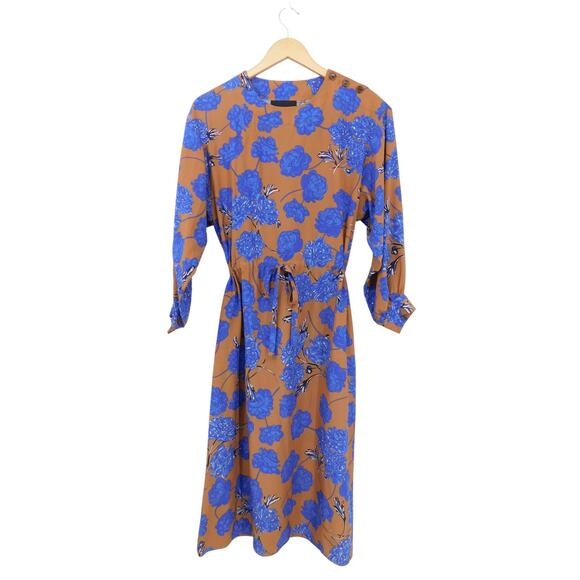 No. 6 Store Women's Floral 100% Silk Midi Length Adjustable Waist Dress‎ Size 1 - Picture 1 of 6